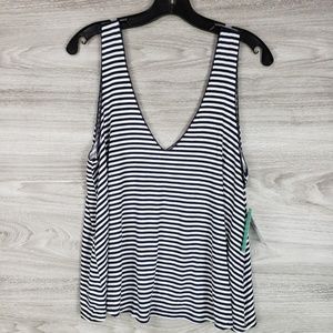 Abound Vneck blue and white stripes